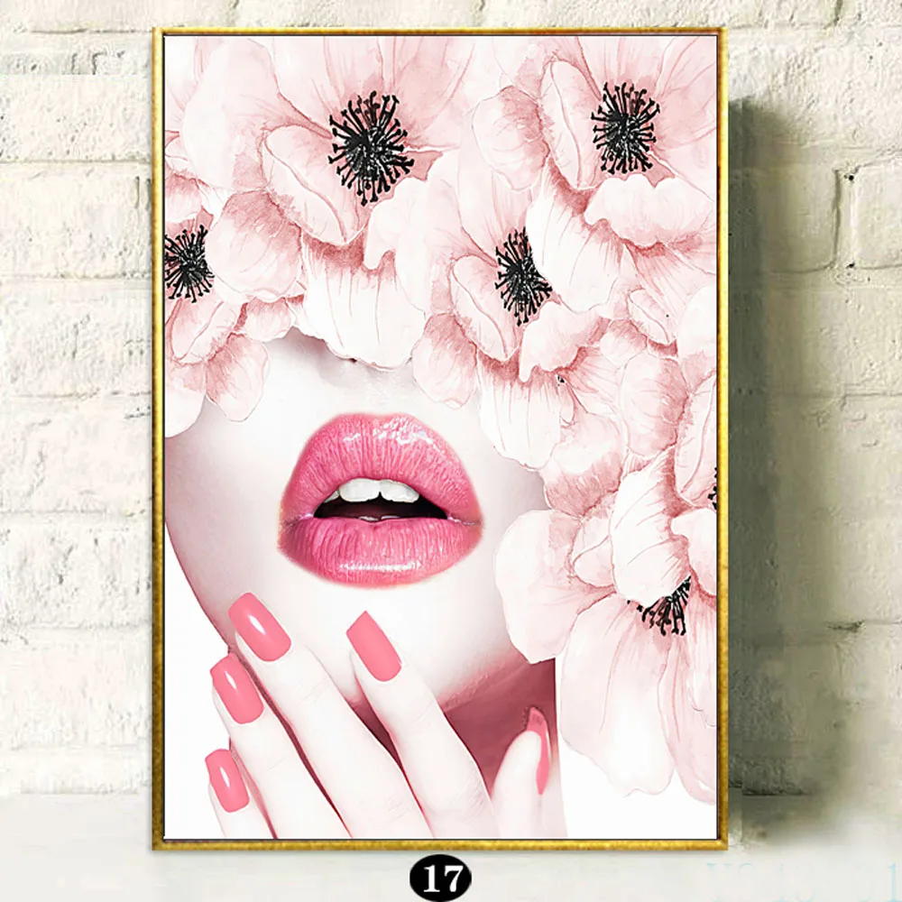 Beauty Makeup Lipstick - لوحة فنية جدارية قماشية بدون إطار