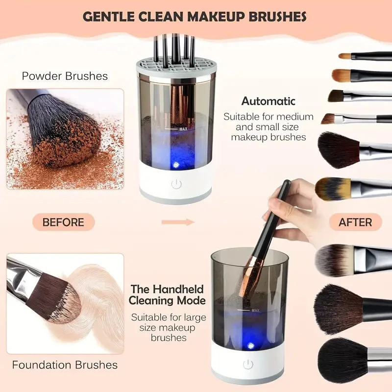 منظف فرشاة مكياج كهربائي محمول - مراجعة Makeup Brush Set وسعره